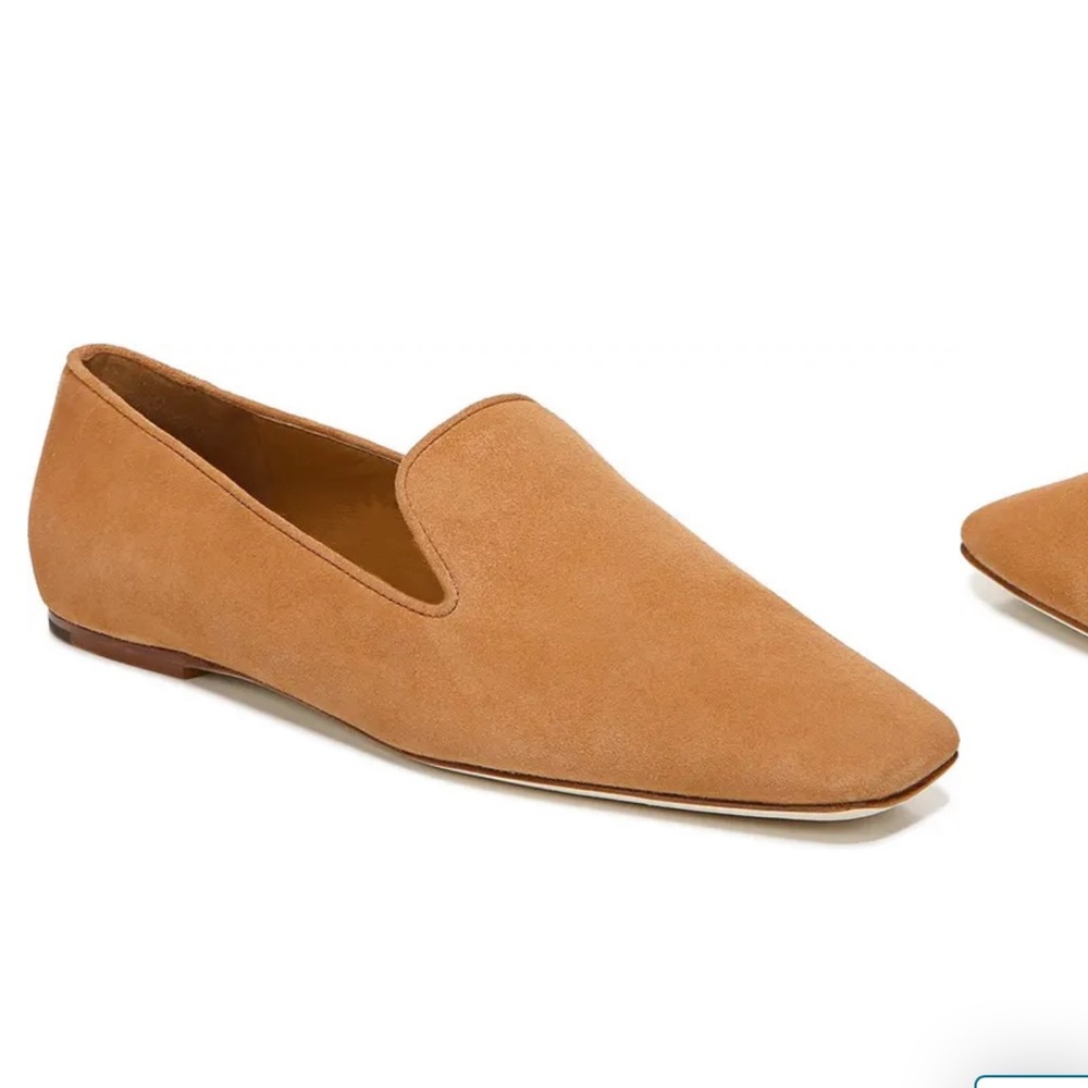 Vince Tan Suede Pointed Toe Loafers